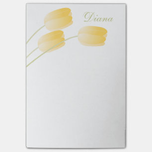Yellow Spring Tulips Floral with Custom Name Post-it Notes