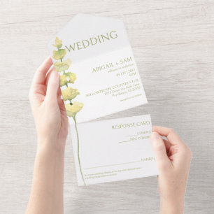 Yellow Spring Wildflower Wedding  All In One Invitation