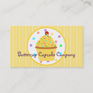 Yellow Sprinkles Cupcake Baker or Party Planner Business Card