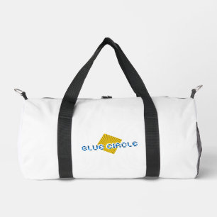 Yellow Square with Beams and Opposite Pixel Text Duffle Bag