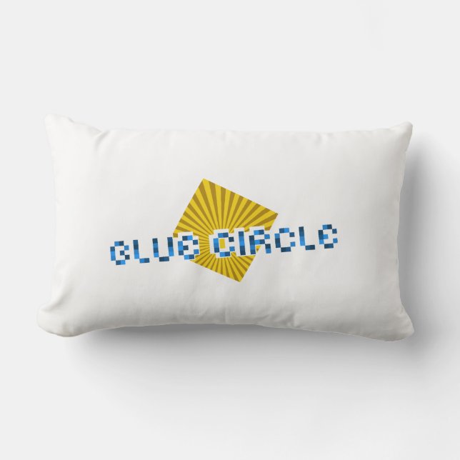 Yellow Square with Beams and Opposite Pixel Text Lumbar Pillow (Front)