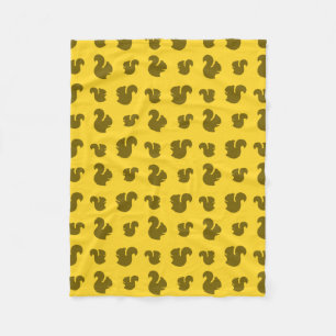 Yellow squirrel pattern fleece blanket
