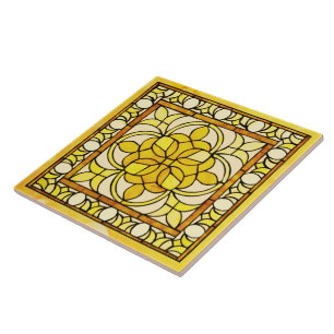 Yellow Stained Glass Tile