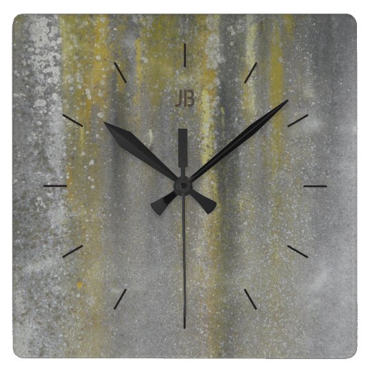 YELLOW STAINED METAL | industrial decor Wall Clock
