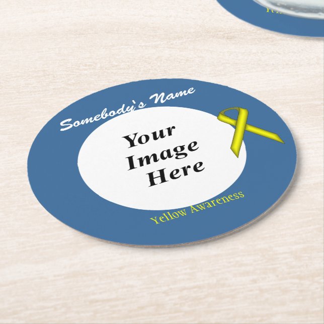 Yellow Standard Rbn Template by Kenneth Yoncich Round Paper Coaster (Angled)