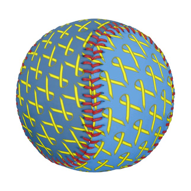 Yellow Standard Ribbon by Kenneth Yoncich Baseball (Angled)