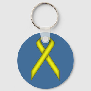 Yellow Standard Ribbon by Kenneth Yoncich Keychain