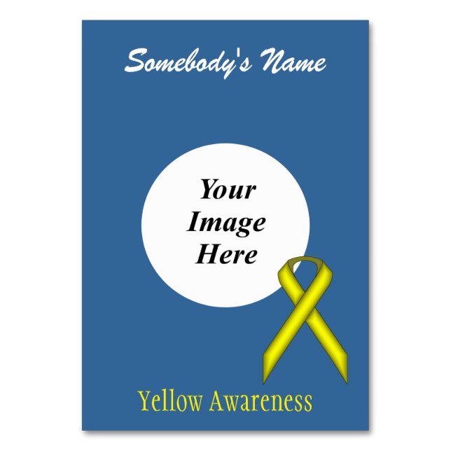 Yellow Standard Ribbon Template by Kenneth Yoncich Table Number (Front)
