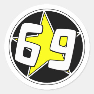 Yellow Star 69  Classic Round Sticker