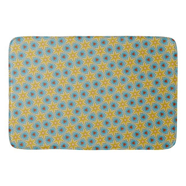 Yellow Star Abstract Bath Mat (Front)