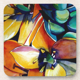 Yellow Star of Bethlehem flower watercolor art Coaster