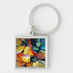 Yellow Star of Bethlehem flower watercolor art Keychain