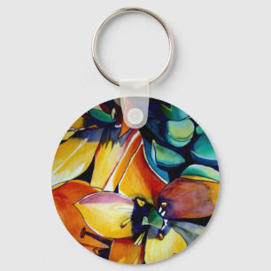 Yellow Star of Bethlehem flower watercolor art Keychain