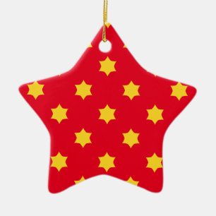 Yellow Star Pattern Ceramic Ornament