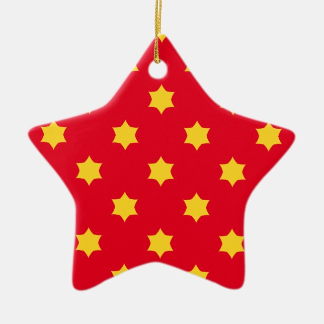 Yellow Star Pattern Ceramic Ornament (Front)
