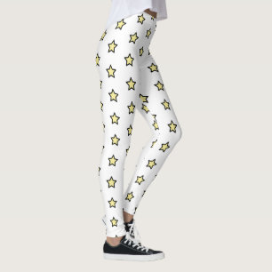 Yellow Star Pattern Minimalist Geometric Repeat Leggings
