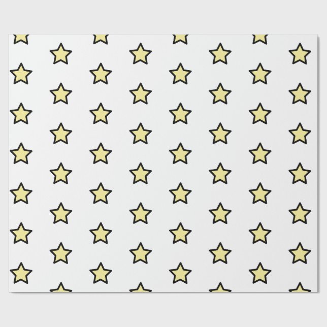 Yellow Star Pattern Minimalist Modern Wrapping Paper (Flat)