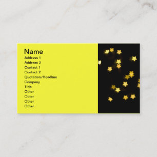 YELLOW STAR SHAPES BOKEH LIGHTS BLURRED WINTER BUSINESS CARD
