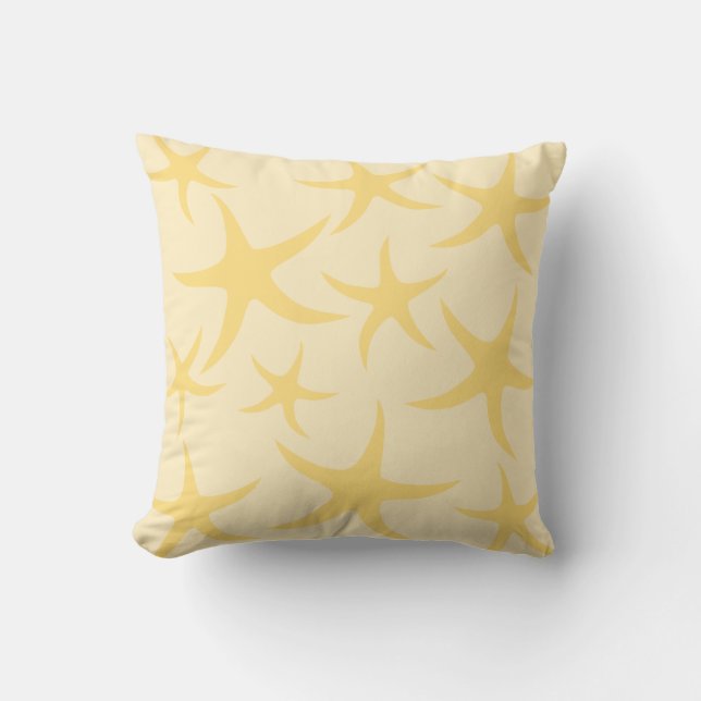 Yellow Starfish Pattern. Throw Pillow (Front)