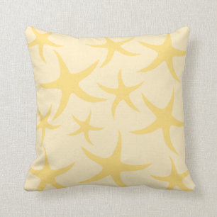 Yellow Starfish Pattern. Throw Pillow