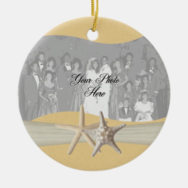 Yellow Starfish Photo Ceramic Ornament (Front)
