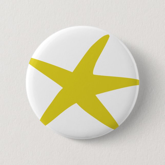 yellow starfish star 2 inch round button (Front)