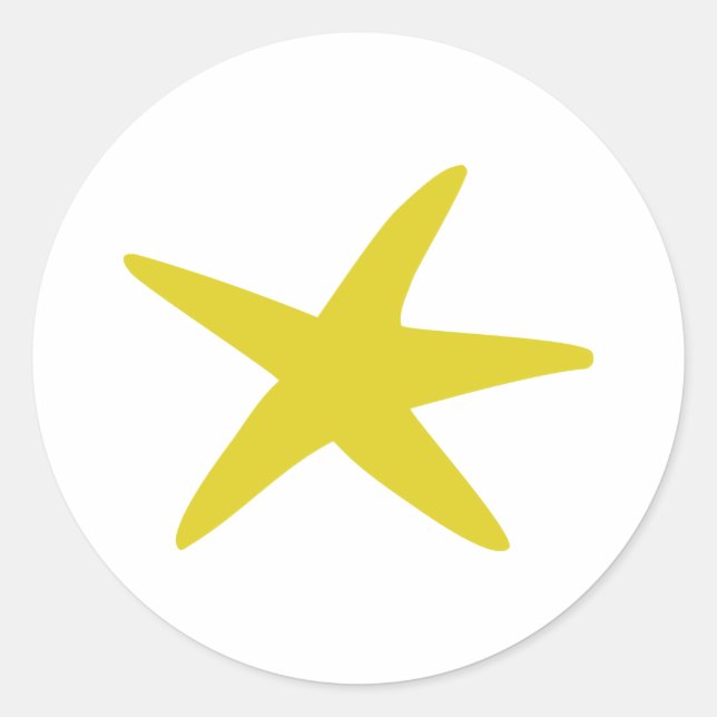 yellow starfish star classic round sticker (Front)