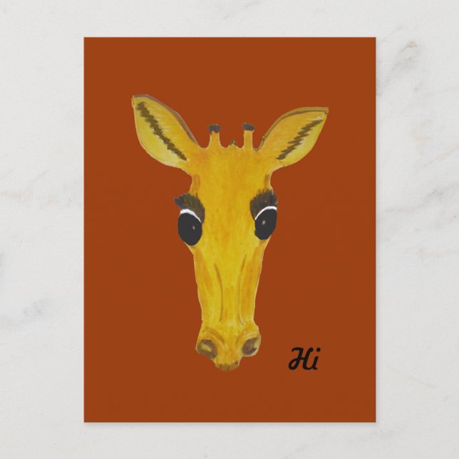 Yellow Staring Giraffe Hi and hello cards (Front)