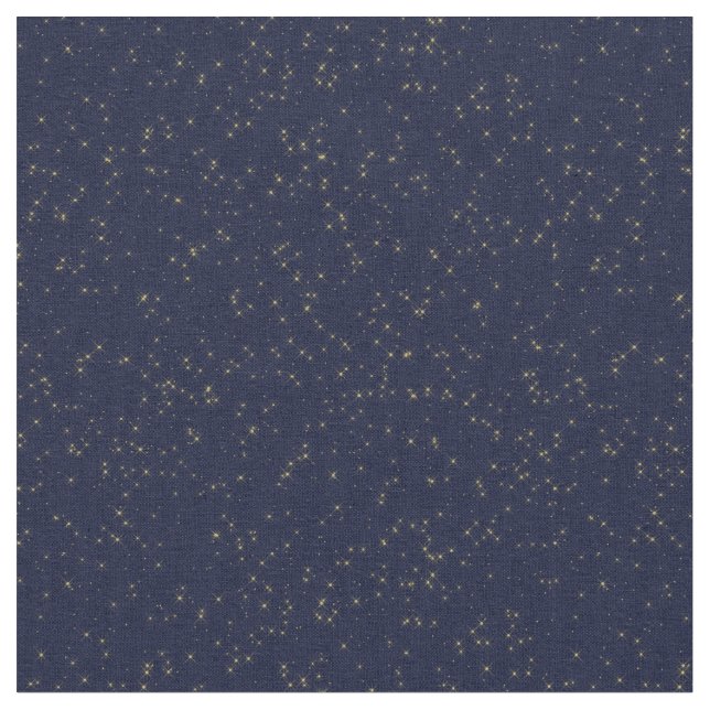 Yellow Starry Night Sky Fabric (Close Up)