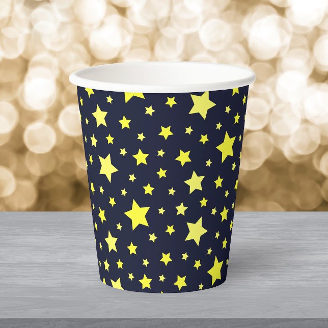 Yellow Stars and Dark Blue Pattern Paper Cups (Creator Uploaded)