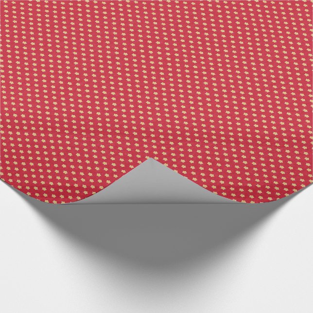 Yellow Stars on Red Vintage Pattern Wrapping Paper (Corner)