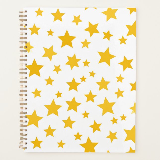 yellow stars on white background planner (Front)