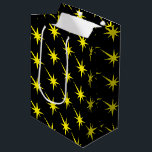 Yellow Stars, Snowflakes black pattern gift Medium Gift Bag<br><div class="desc">Yellow Stars, Snowflakes black pattern gift Medium Gift Bag
Merry Christmas, Happy Holidays, birthday, gift bag</div>