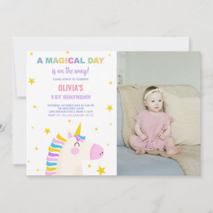 Yellow Stars Unicorn Anniversaire Invitations avec