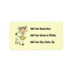 Yellow Stick Figure Cheerleader T-shirts and Gifts Label