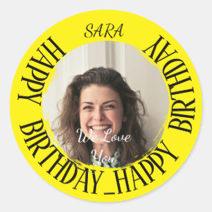 yellow Sticker for birthday fully customizable