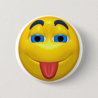 Yellow Sticking Out Tounge 2 Inch Round Button