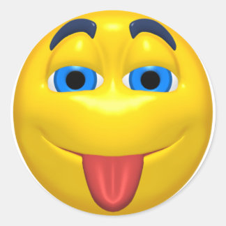 Yellow Sticking Out Tounge Classic Round Sticker