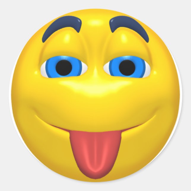 Yellow Sticking Out Tounge Classic Round Sticker (Front)