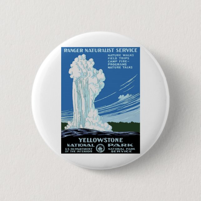 Yellow Stone Park - Old Faithful Geyser 2 Inch Round Button (Front)