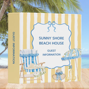 Yellow Stripe Amalfi Beach House Guest Information Binder