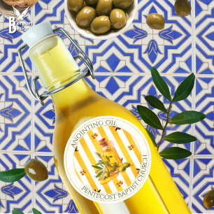 Yellow Stripe Anointing Oil Church Favour Gift Classic Round Sticker