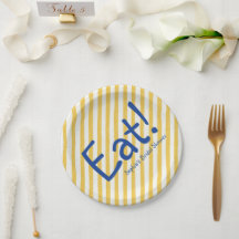 Yellow Stripe Bold Blue Cheers Bridal Shower