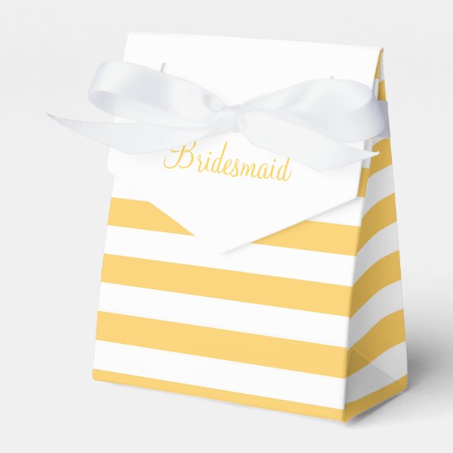 Yellow Stripe Custom Text Favor Box (Front Side)