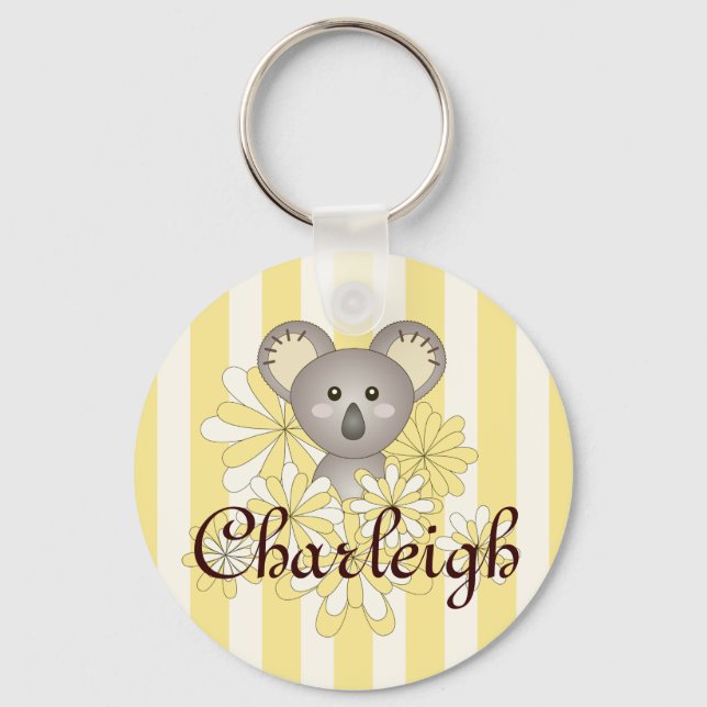 Yellow Stripe Cute Cartoon Baby Koala Kids Keychain (Front)