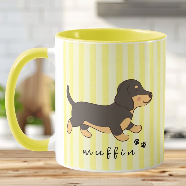 Yellow Stripe Dachshund Illustration Mug (Creator Uploaded)