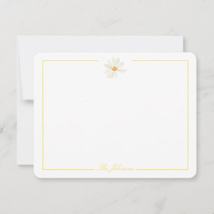 Yellow Stripe Daisy Personalized Stationery Card