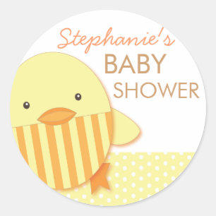 Yellow Stripe Ducky Neutral Baby Shower Sticker