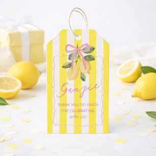 Yellow Stripe Grazie Lemon Baby Shower Favour Tag