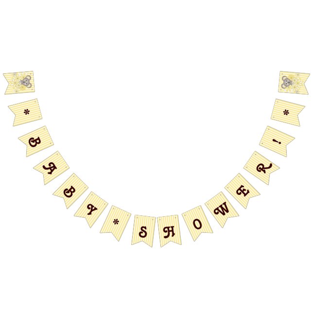Yellow Stripe Koala Gender Neutral Baby Shower Bunting Flags (All)